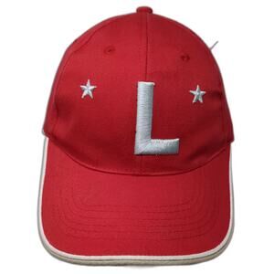YOU Baseball Cap Red Silver OS Embroidered L Stars Adjustable Strapback Hat